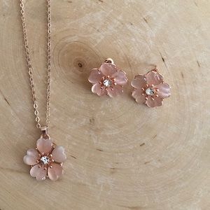 Rose gold flower necklace set